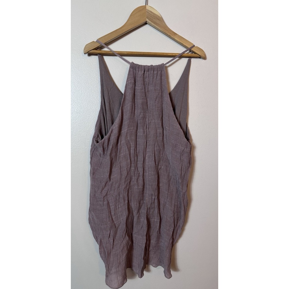 Umgee Top Womens Large Mauve Purple Tie Front Tank Sleeveless Boho Gauze Beach L - Picture 3 of 6